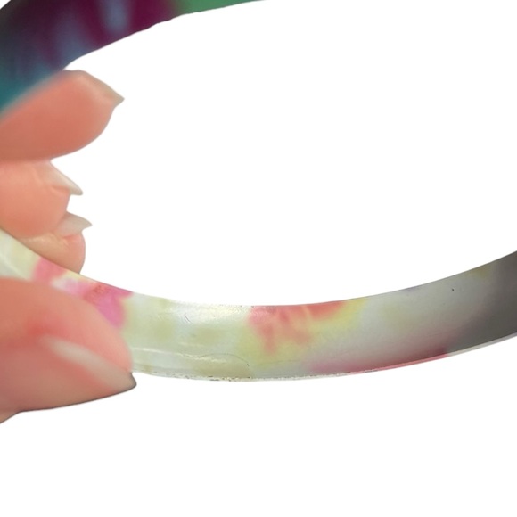 🍭5 for $20🍭 Robin Egg Blue Watercolor Flower Metal Bangle Bracelet CC - Picture 6 of 7